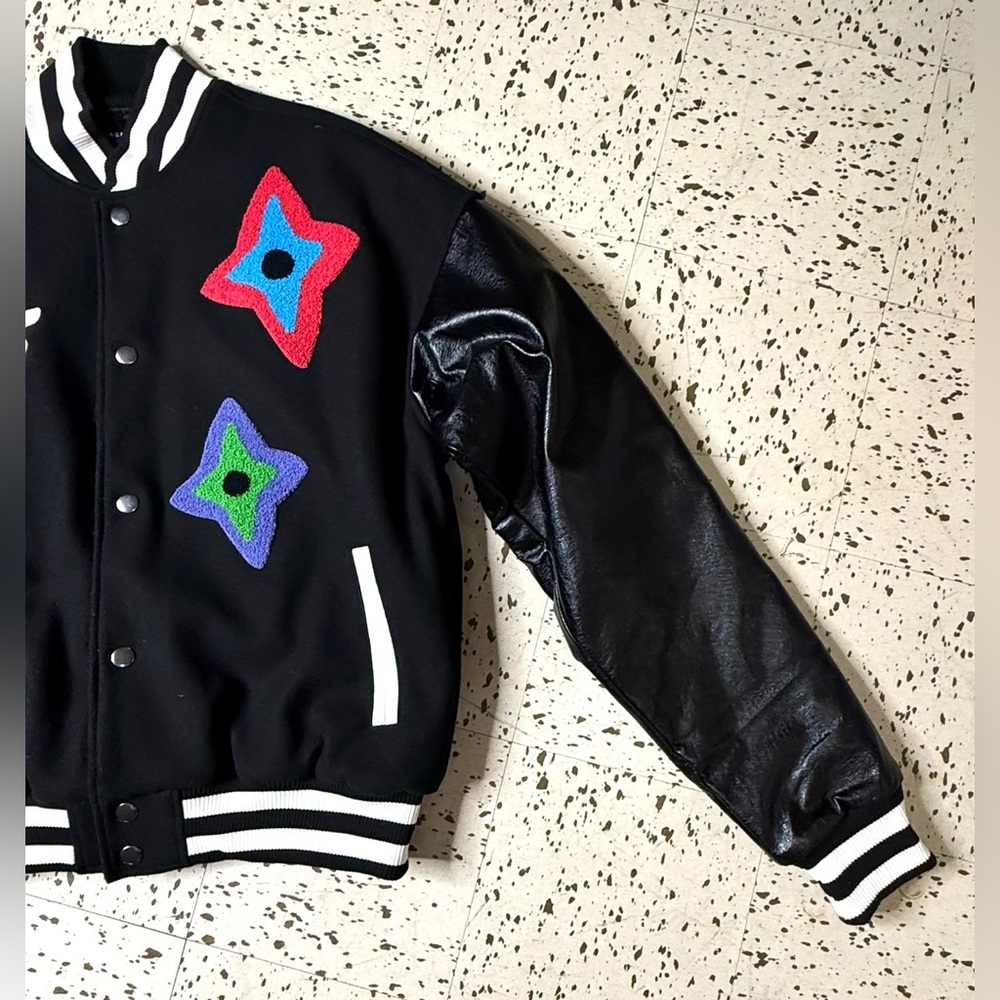 PacSun Black Jacket with Colorful Star Accents
